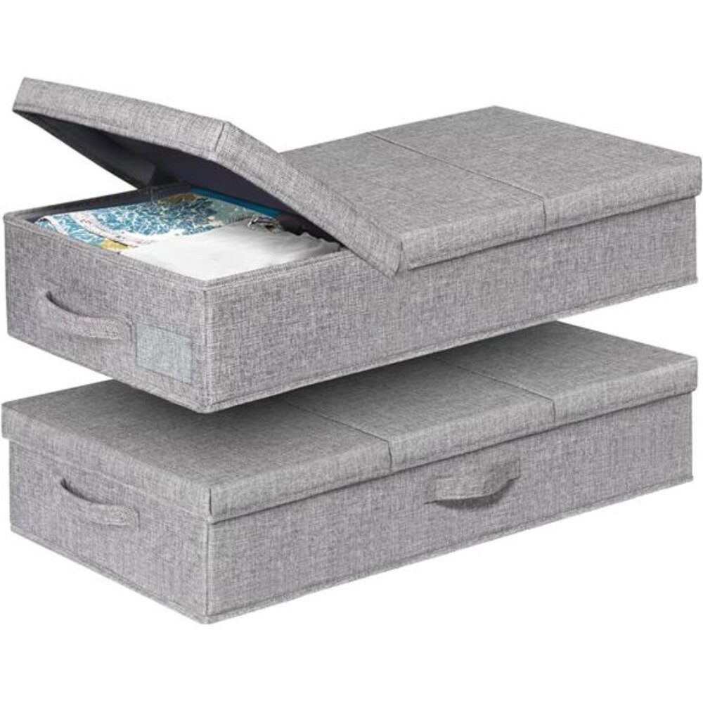 Under Bed Storage With Lids, 2 Pack Large Underbed Storage Containers Clothes
